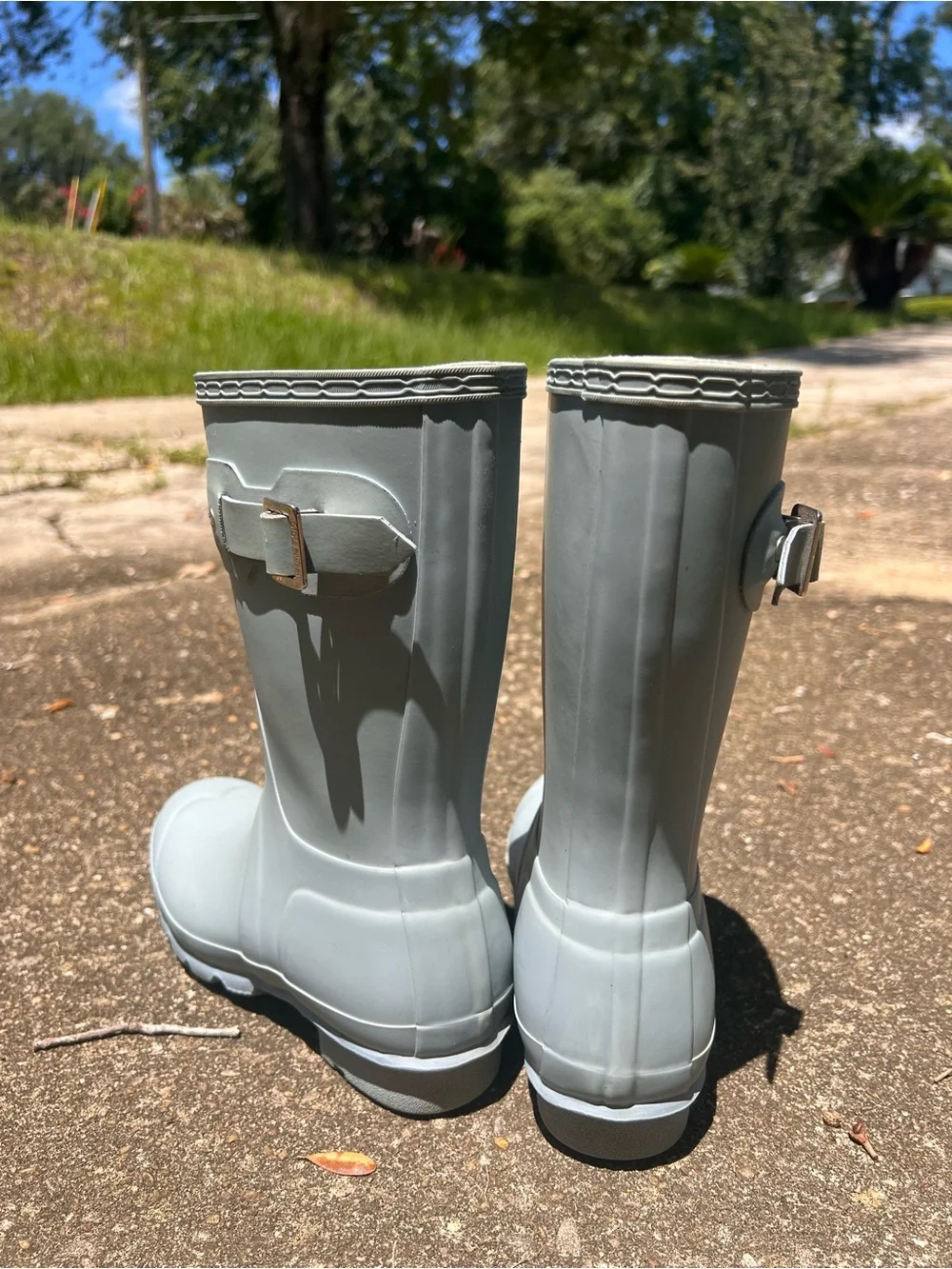 Hunter Wellington Women’s Waterproof Mid-Calf Rain Boots in Light Blue